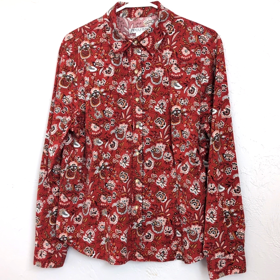 Pendleton Cotton / Spandex Blend Long Sleeve Blouse Women's Size Large